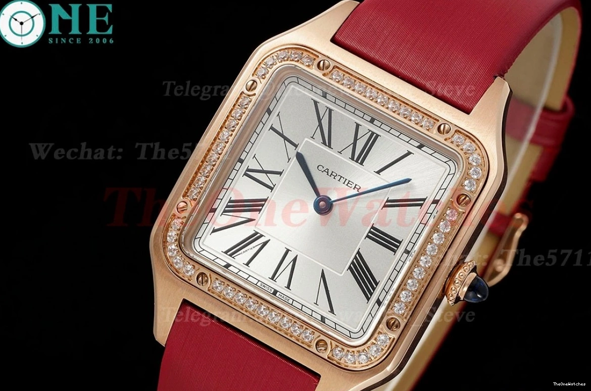 Dumont RG SA AF Quartz Santos Dial Dia Silver Red 0308